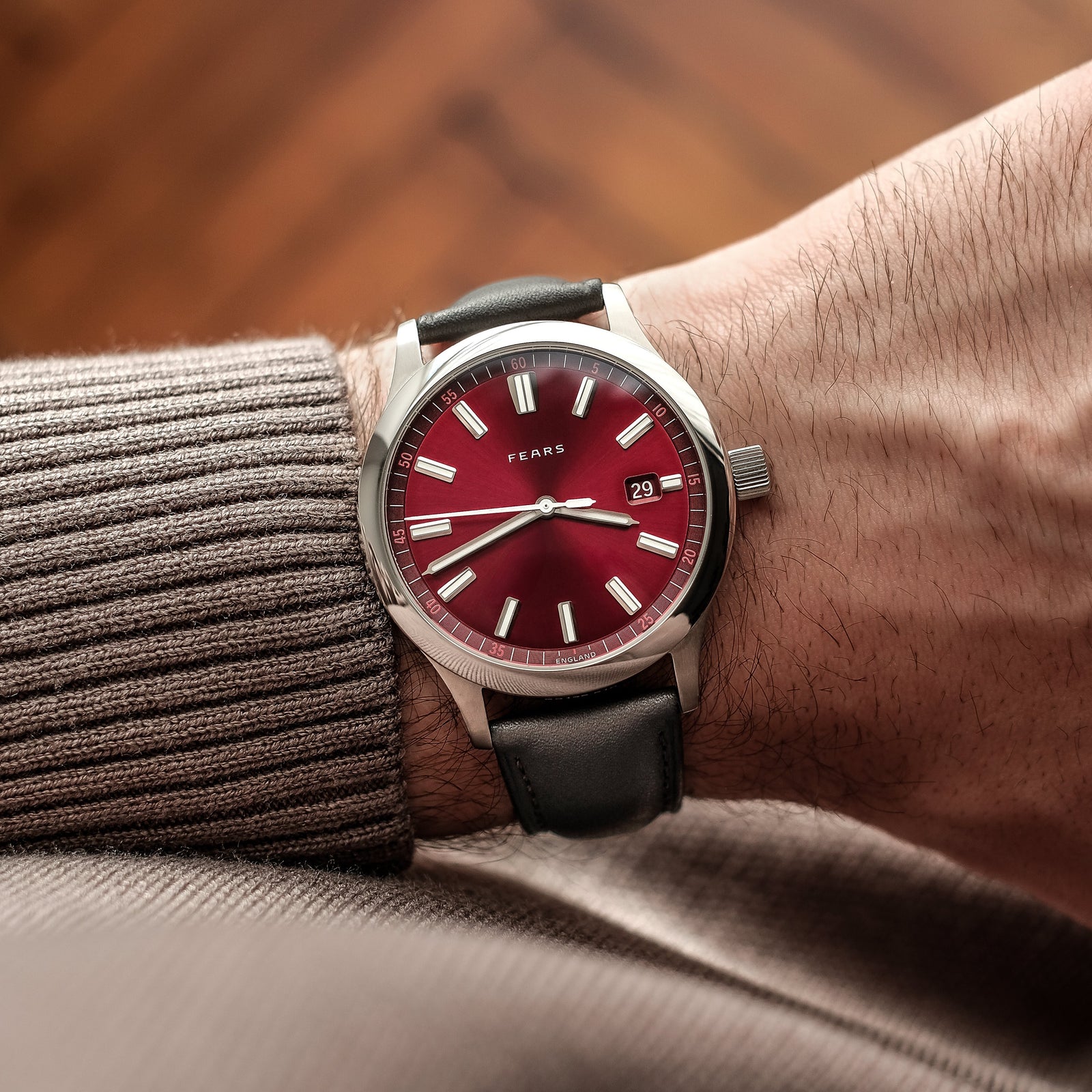 Redcliff 39.5 Date Cherry Red – Fears Watch Company Limited
