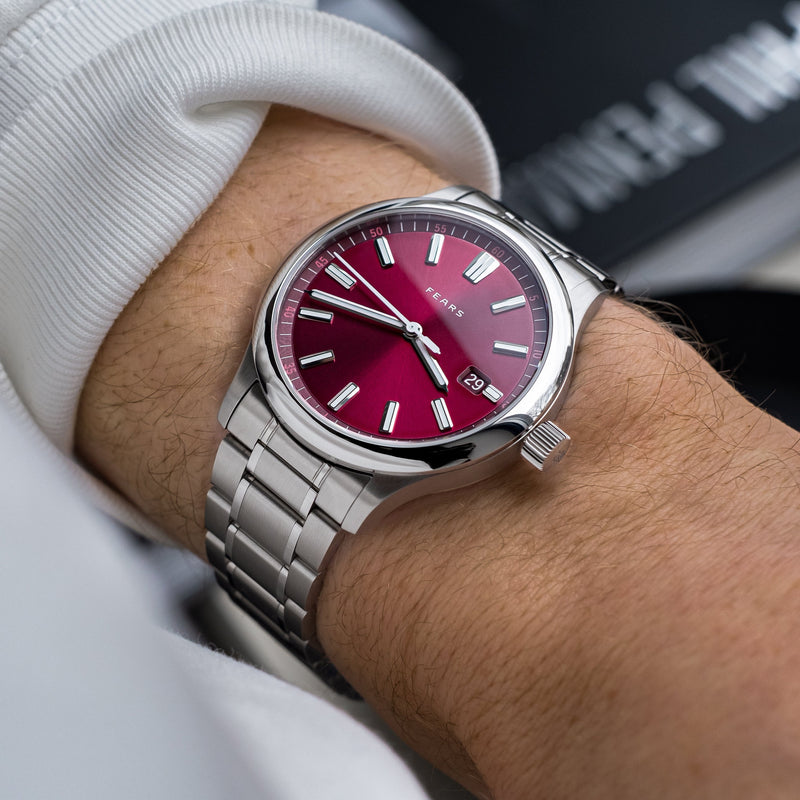 Redcliff 39.5 Date Cherry Red – Fears Watch Company Limited